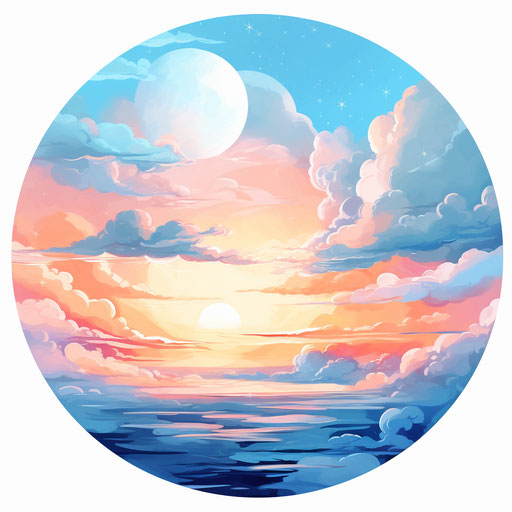 Sky clipart in the style of an oil painting, on a white background