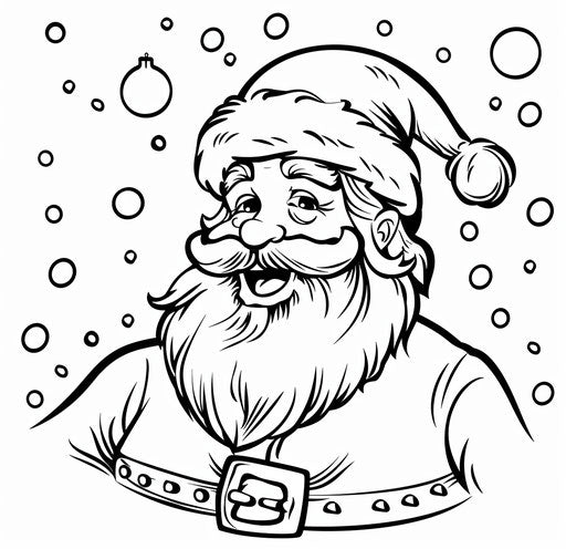 Santa Claus coloring page, minimalist black and white style