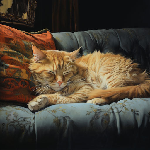 Manx cat sleeping on a couch