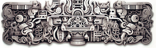 Black and white doodle or ornamental design, inspired by afrofuturism