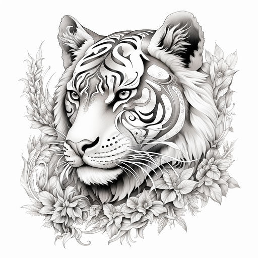 Intricate coloring page for adults, inspired by David Yarrow, Magali Villeneuve, tattoo, Sunil Das, animal art