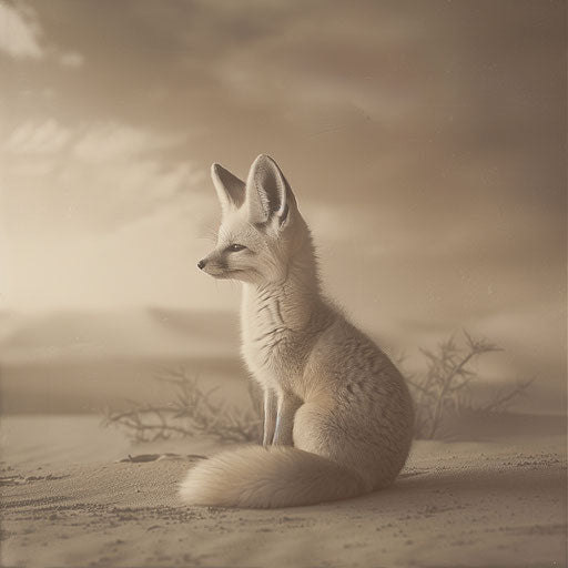 Fennec fox in an ethereal sepia desert
