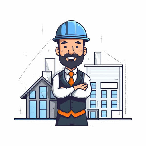 Architect clipart in Minimalist style, on white background