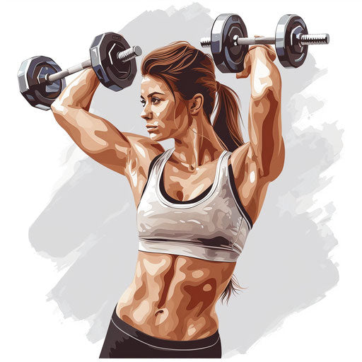 Workout clipart in photo realistic style with random flat background