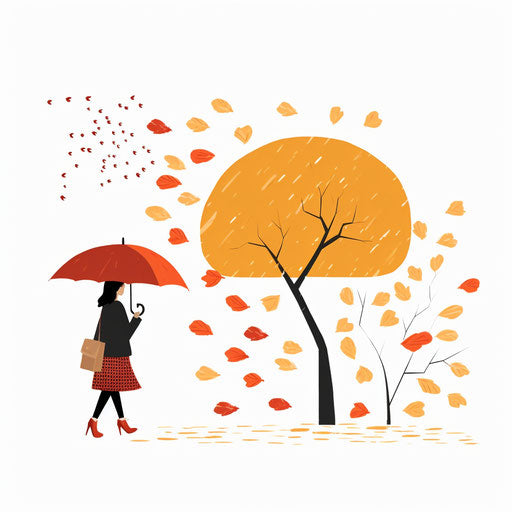 Minimalist style fall drawing, on white background