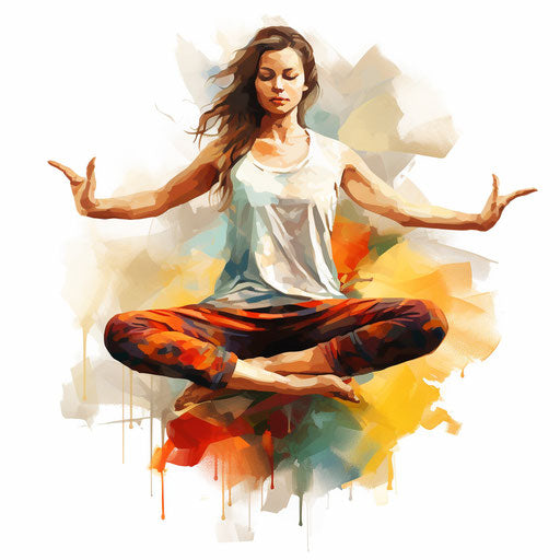 Yoga clipart in the style of an Oil painting, on a white background