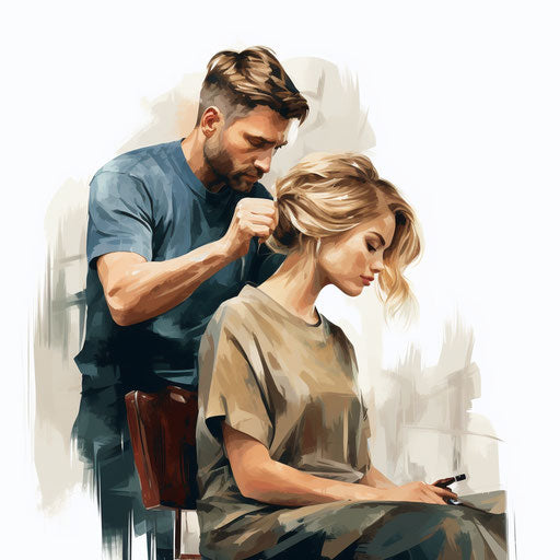 Hairdresser clipart in the style of Oil painting