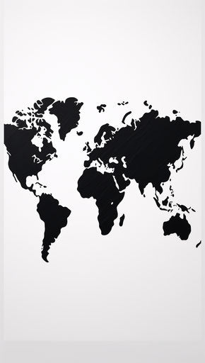 Black and white world map, stencil style, environmental