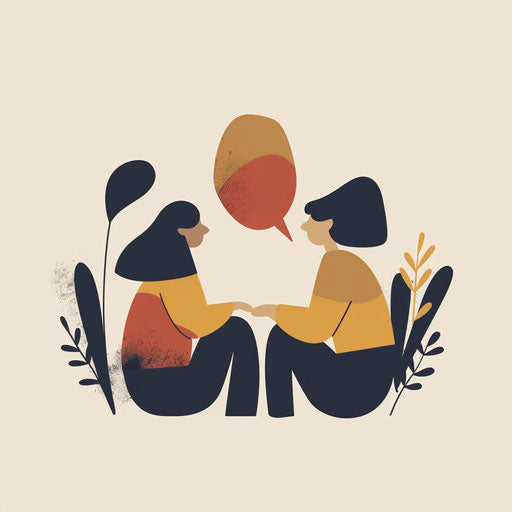 Minimalist conversation illustration with muted tones