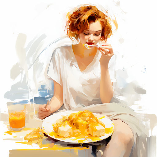 Eating clipart in the style of Impressionistic Art