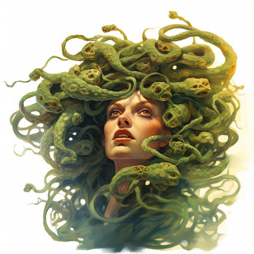 Medusa illustration in the style of Oil painting