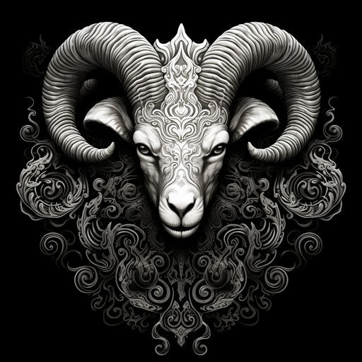 Animal zodiac symbol of sheep ram goat in dotwork style