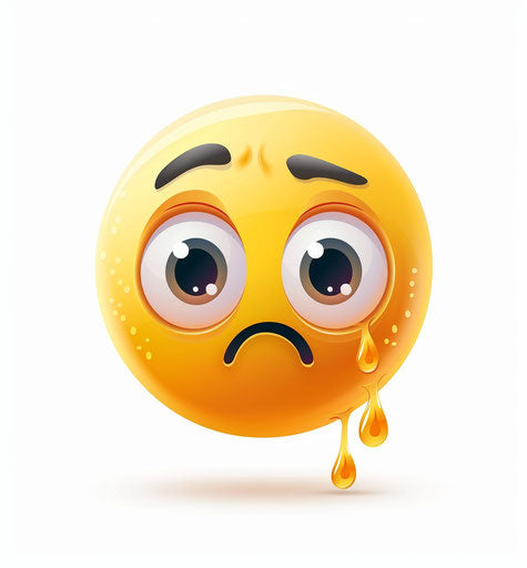 Sad emoji with frowning eyes and yellow tears