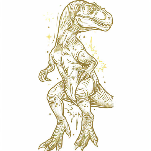 Elegant golden outline of a dinosaur tattoo design