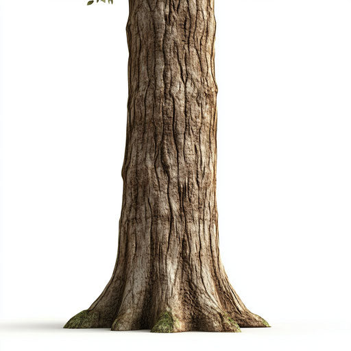 Realistic 3D tree trunk with flat white background