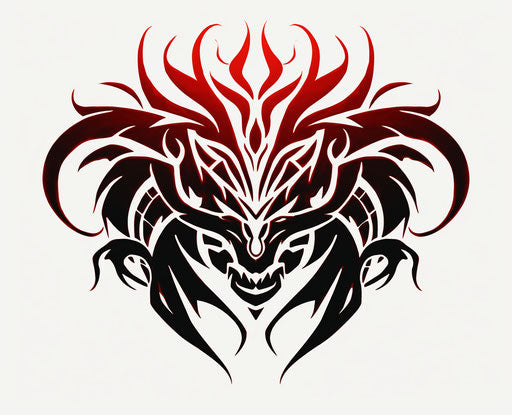 Black & red tribal tattoo design dragon, firecore style