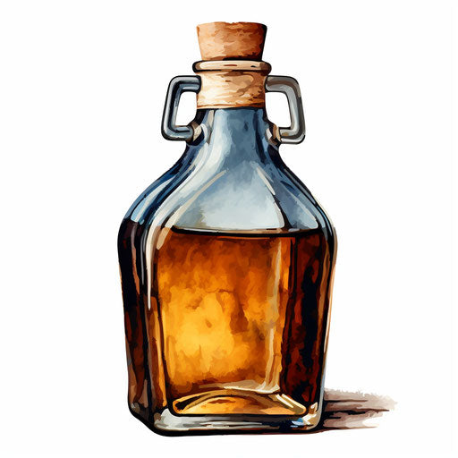 Bottle clipart in the style of Oil painting, on a white background