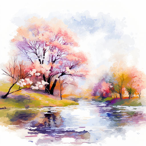 April clipart in the style of Impressionistic Art, on a white background