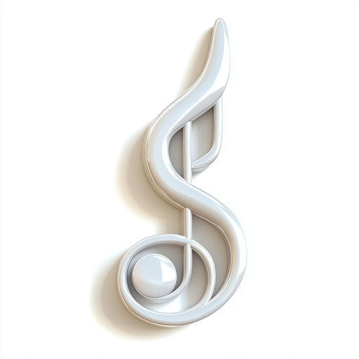 3D Music Note on flat white background