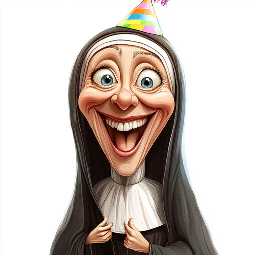 Engaging Nun Caricature Clipart for Creative Projects