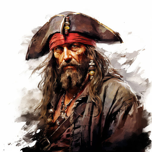 Pirate clipart in the style of Oil painting, on a white background