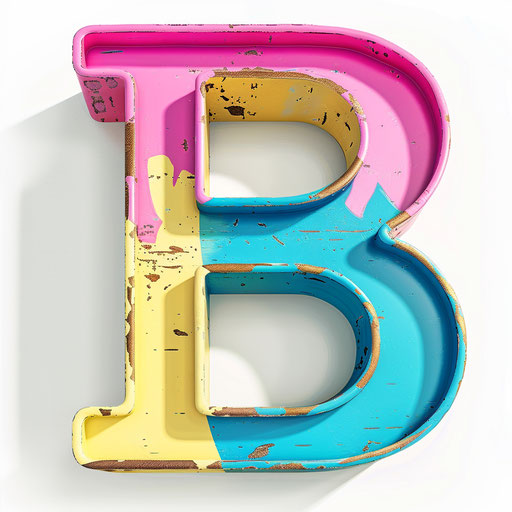 Realistic letter b clipart on flat white background