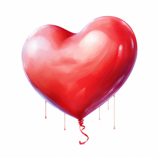 Heart balloon in the style of Oil painting, on a white background