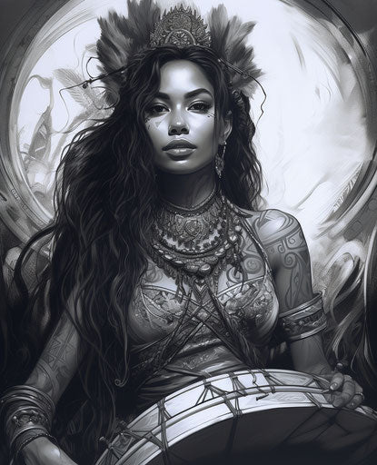 Captivating portrait of an Indian girl on a drum