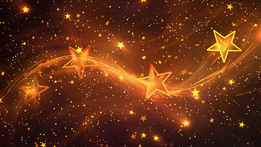 Golden stars in sky with constellation, bold cartoonish style