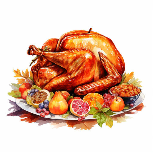 Thanksgiving illustration in the style of Oil painting, on white background