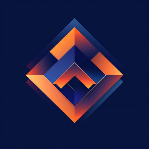 Professional logo with geometric shape on deep blue background