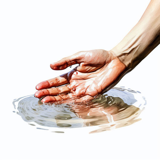 Handwashing illustration in the style of an oil painting