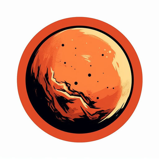 Minimalist-style Mars clipart, on a white background