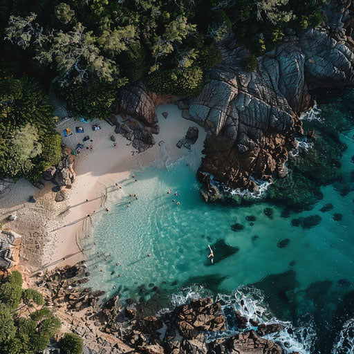 Aerial view of a secluded cove