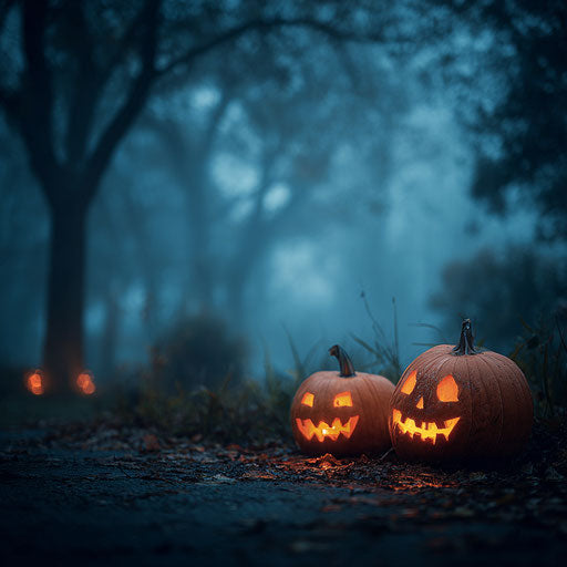 Spooky Halloween Night with Glowing Pumpkins