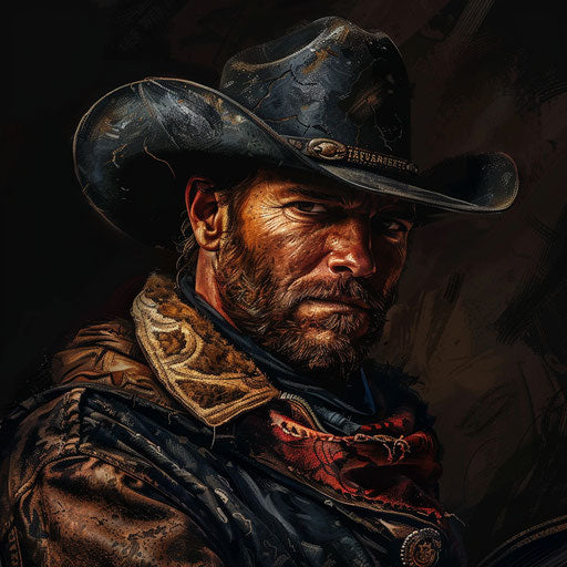 Realistic cowboy silhouette on dark background