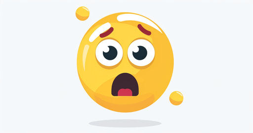 Shocked emoji clipart, yellow on white background, simple design, flat vector style 10:10 pm