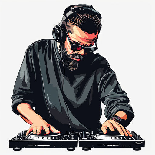 DJ clipart in photo realistic style with flat white background