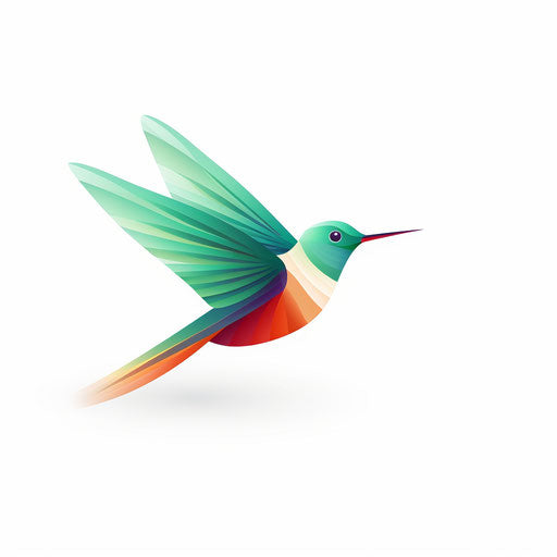 Minimalist style hummingbird clipart, on white background