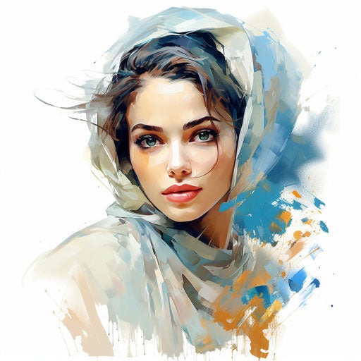 Enchanting clipart in the style of Oil painting, on white background