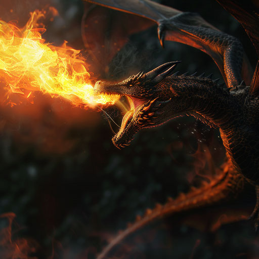 Fantasy dragon spewing fire