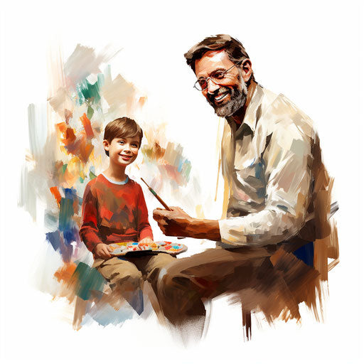 Impressionistic rendition of teacher and student in clipart