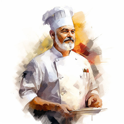 Chef in Impressionistic Art on white background