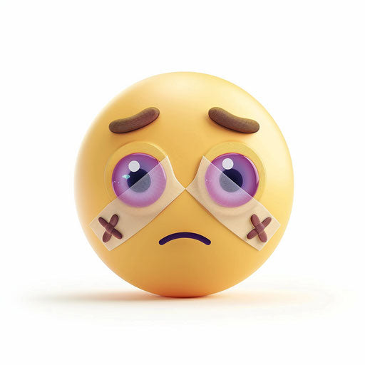 Sad face with bandages, simple emoji in tears
