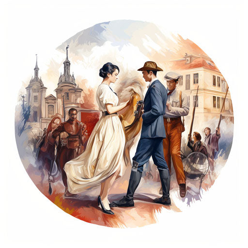 Oil painting style illustration on white background