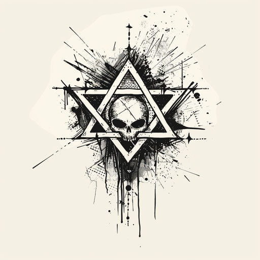 Anarchy symbol with geometric patterns, clipart style