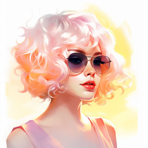 Sunny illustration in the style of Pastel Colors Art, on white background