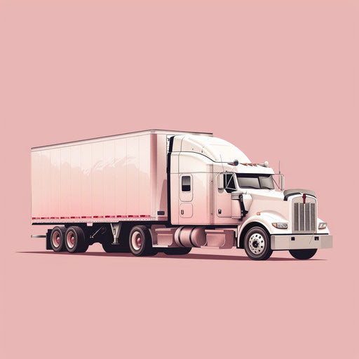 Realistic truck on dusky rose background