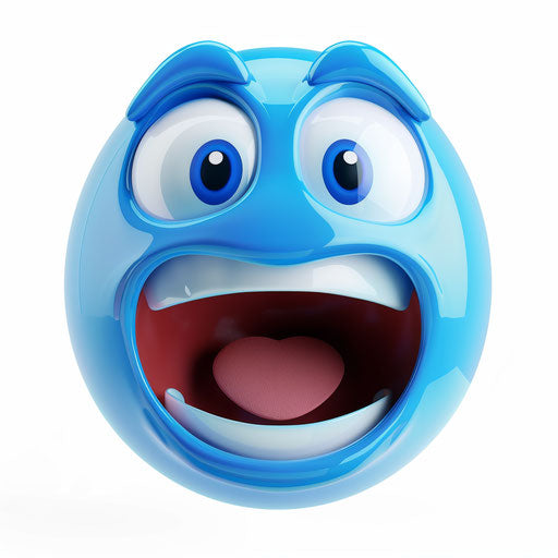Shouting blue cute smiley face clipart on white background