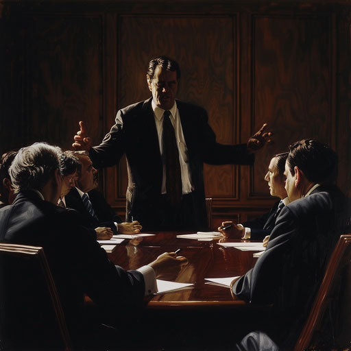 Businessman in a decisive negotiation moment in a boardroom